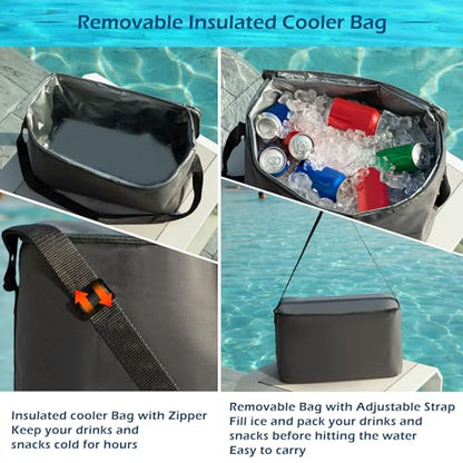 Jasonwell Inflatable River Tube Float - 2 Person Heavy Duty River Float Pool Floats with Removable Cooler Lake Water Tubes for Floating River Raft Lounge Floatie with 2 Cup Holders for Adults (D-Blue) - style: DoubleTube-Blue