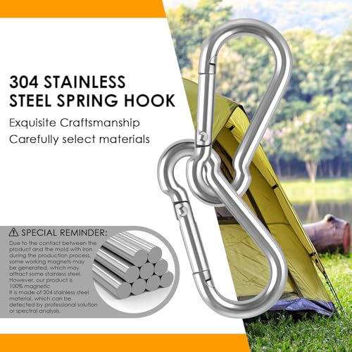 KATUMO 2 Inch Carabiner Clip, 304 Stainless Steel Spring Snap Hook, 207LBS Holding Capacity Quick Link Clip, Small Metal Clips for Key Chain Flag Dog Leash Camping Hiking Fishing Hanging - size: 30 PCS