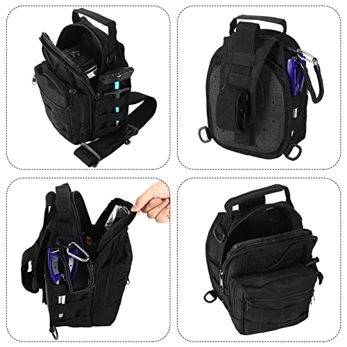 Hungdao 7 Pcs Fishing Backpack with Fishing Tool Kit Fish Gear Pliers Equipment Include Hook Remover Backpack Pliers Kit Scale Gripper Weigh Separator Fish Gifts for Men Women - color: Black