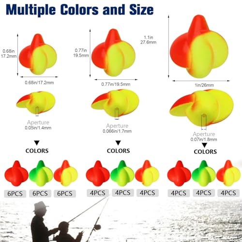 Dovesun 220/104/80/60/54/52/42pcs Pompano Rig Floats for Surf Fishing Foam Bobbers for Fishing Fly Fishing Bobbers Floats Bright Color Kit/Round/Cylindrical/Heart/Bullet/Pill/Spin Shape - color: Spin Floats-42pcs