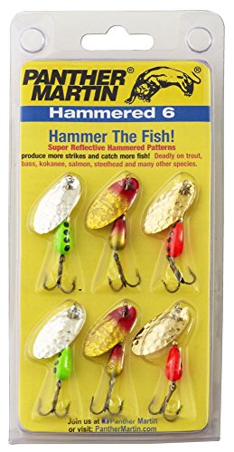 Panther Martin Fishing Lures 6-Pack All Time Greatest Fish Catcher World Famous Spinning Lures in Value Kit Spinners for Trout, Salmon, Panfish, Bass, Crappie & Perch - style: Hammered