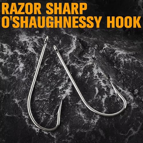 Dovesun Fishing Hooks Saltwater O'Shaughnessy Fishing Hooks 100/80/70/60/50pcs Stainless Steel Forged J Hooks Trolling Sea Bass Striper Cod Bluefish Striped Bass 1# 2# 4# 6# 1/0-8/0 - color: 3-0*100PCS