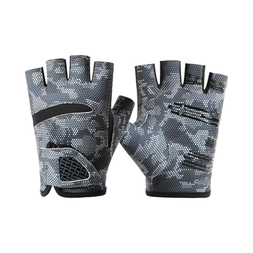 Angler Fingerless Gloves UPF50+ Sun Protections Fishing Gloves Breathable Elastic for Unisex Outdoor Fishing - color: Half finger honeycom, size: Medium
