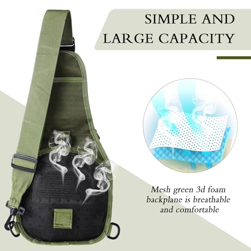 Hungdao 7 Pcs Fishing Backpack with Fishing Tool Kit Fish Gear Pliers Equipment Include Hook Remover Backpack Pliers Kit Scale Gripper Weigh Separator Fish Gifts for Men Women - color: Army Green