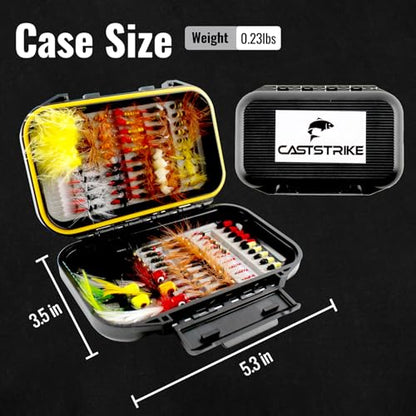 Fly Fishing Flies Kit 100pcs Dry Wet Nymph Streamer Lures Set Fly Fishing Gear Tackle Hooks for Trout Bass Salmon with Waterproof Double Sided Fly Box Assortment Hand Tied Fly Lures