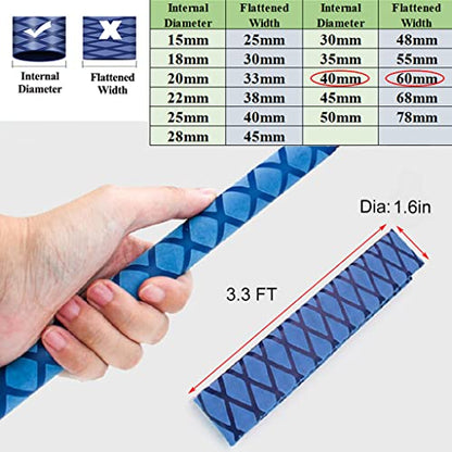 3.3 FT x 1.6 Inch Heat Shrink Tubing, Non-Slip Fishing Rod Grip Wrap Blue | 3.3 FT Heat Shrink Rod Grip. 1.6 inch Dia Non-Slip, Waterproof, Blue. Great for Handle Upgrades. - size: Dia 40mm-1.6''(3.3 feet,Blue)