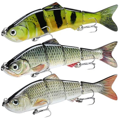 TRUSCEND Swimmax Easy Catch Fishing Lures with BKK Hooks, Wiggling, Vibrating, Rattling and Gurgling for More Bites, Heavy-Duty Dyneema Fiber Jointed Swimbaits for Bass, Trout, Crappie, Walleye, Pike - color: B3-6",1.4oz