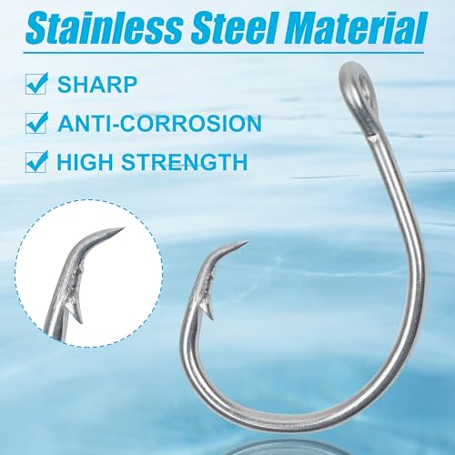 Circle Hooks Saltwater Fishing Hooks 30pcs Offset Wide Gap Live Bait Circle Hook Stainless Steel for Freshwater Fishing Catfish Tuna Bluegill Bass #5/0-#10/0 - style: 7/0-30pcs