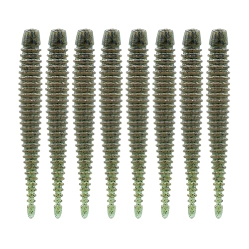 6th Sense – Boosa Ned 3.3 – Finesse Ned Worm – Bass Fishing – Ribbed Body Shimmy Tail – Divine Ned Jig Heads - Made in the USA - color: Smoke Green Pumpkin