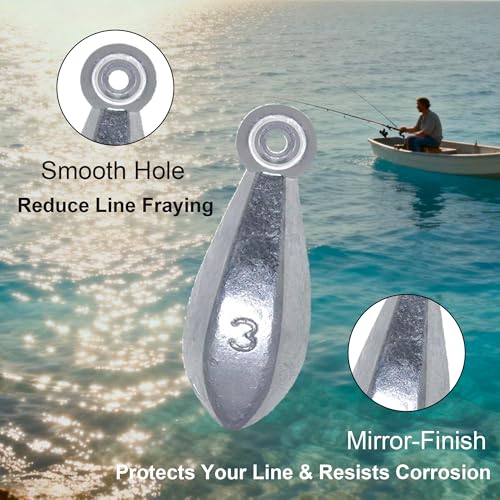 Fishing Weights Bank Sinkers 10PCs Sinkers Less Snag and Faster Sink Lead Weights for Saltwater Freshwater Fishing 2 oz,3 oz,4 oz