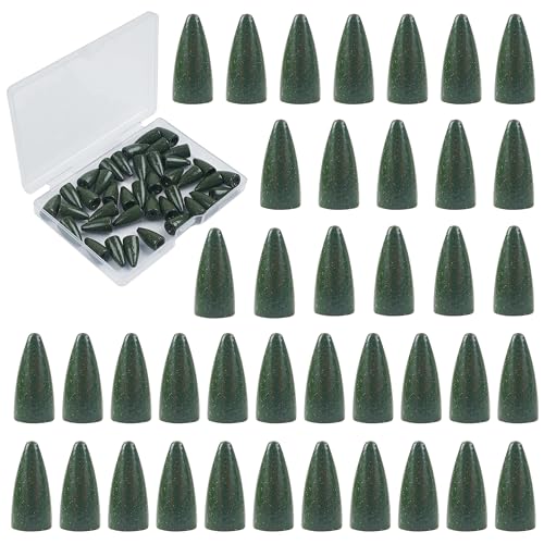 Bullet Fishing Sinker Weights, 40pcs Fishing Worm Weights Slip Sinkers Painted Sliding Fishing Weights for Bass Fishing Texas Rigs Saltwater Freshwater Tackle - size: 3/16oz-40pcs