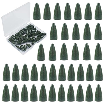 Bullet Fishing Sinker Weights, 40pcs Fishing Worm Weights Slip Sinkers Painted Sliding Fishing Weights for Bass Fishing Texas Rigs Saltwater Freshwater Tackle - size: 3/16oz-40pcs