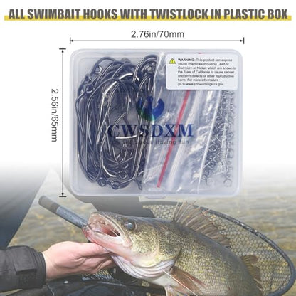 Twistlock Fishing Hooks, Swimbait Hooks Belly Offset Hooks Weighted Hook 1/0 3/0 4/0 for Soft Plastics Lures Fishing Saltwater Freshwater - color: 3/0 - 40PCS