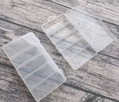Jilukibo 3 Pack 5 Grid Clear Plastic Fishing Tackle Accessory Box Container, Clear Tiny Fishing Lure Bait Hooks Storage Box for Jewelry Making Organizer (7.08 x 3.74 x 1.18inch)