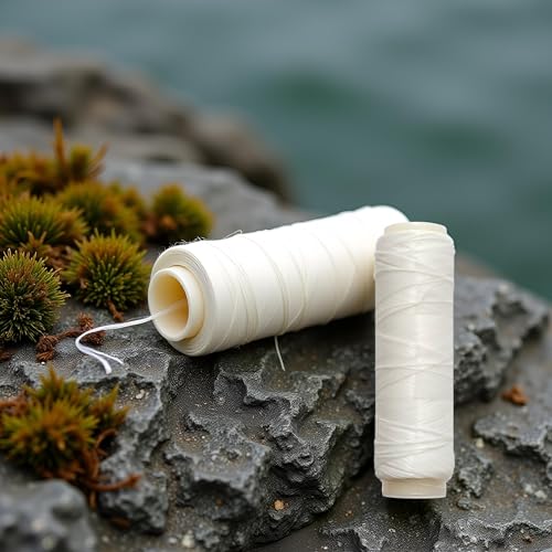 2Pcs White Fishing Thread,Bait Thread,Nylon Elastic Invisible Magic Fishing Line 0.1/0.2 mm Stretchy Fishing Line Length 656 Feet Per Spool Clear Fishings String,Monofilament Line Fishing
