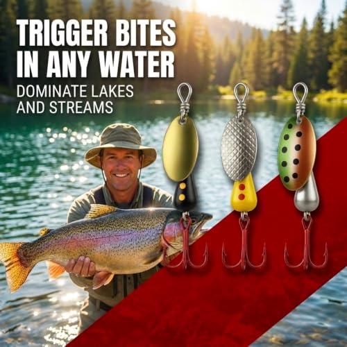 Spinning Fishing Lures for Freshwater – Inline Spinner 3-Pack for Trout, Salmon, Panfish, Bass, Crappie & Perch