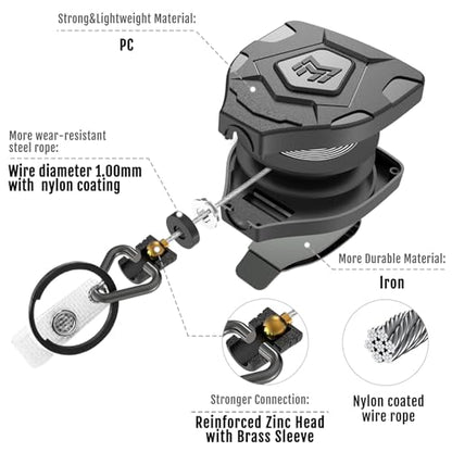 MNGARISTA Heavy Duty Retractable Badge Reel, 8 oz 31.5'' Keychain, 2 Pack | heavy duty badge reel, 8 oz pull force, 31.5'' retractable keychain, reinforced PC housing, durable steel wire cord