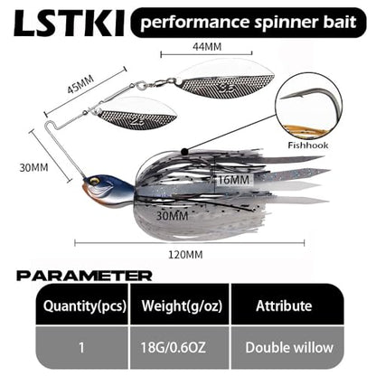 Spinnerbaits Fishing Lures, Bass Fishing Lures Weighted Spinner Baits Buzzbait, Hard Metal Lure Topwater Swimbait Jig for Trout Salmon Pike Bass Saltwater Freshwater Saltwater - color: C