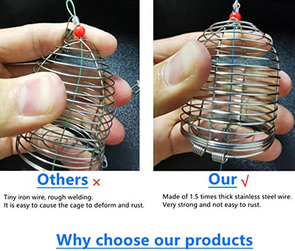 10Pcs/Pk Carp Fishing Bait Trap Cage Feeder Basket Holder Coarse Lure Feeder Carp Fishing Tackle Kit,Size L/M/S Available - size: Large