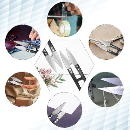 24Pcs Sewing Scissors U shaped Small Snips Clippers Trimming Nipper Embroidery Clippers Cutter Mini Cutting thread Cross Stitch Scissors for DIY Art Project Household Supplies(Black) (24)
