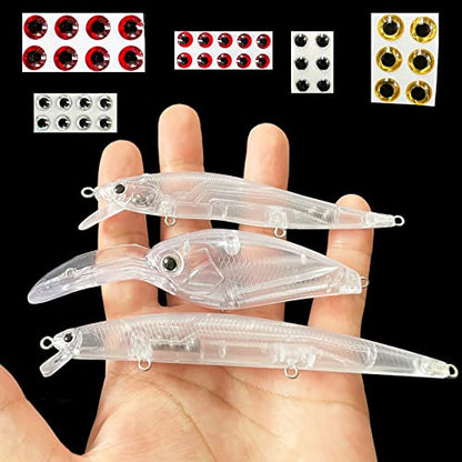 20PCS Lure Blanks Unpainted Fishing Lures, Crankbait Kit With 3D Eyes for Walleye Trout Bass Fishing, Topwater Hard Lures