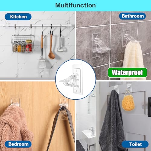 ANDGOO 16 Pack No Drill Curtain Rod Brackets, Holding Up to 17 lbs, PET Curtain Rod Holders, Adjustable Curtain Hangers for Bedroom Bathroom and Living Room - color: Transparent, size: 16 Pack