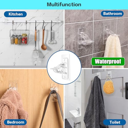 ANDGOO 16 Pack No Drill Curtain Rod Brackets, Holding Up to 17 lbs, PET Curtain Rod Holders, Adjustable Curtain Hangers for Bedroom Bathroom and Living Room - color: Transparent, size: 16 Pack