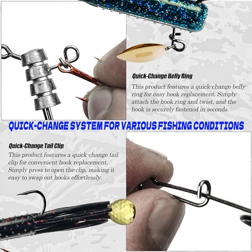 30/20/10 Pcs Tube Jig Heads for Bass Fishing, Tube Bait Worm Hooks rigs for Freshwater Saltwater, 5/16oz, 1/4oz, 3/16oz, 1/8oz - color: A1-5/16oz(10 Pcs Tube Jigs + 20 Pcs #8 Red Triple Hooks)