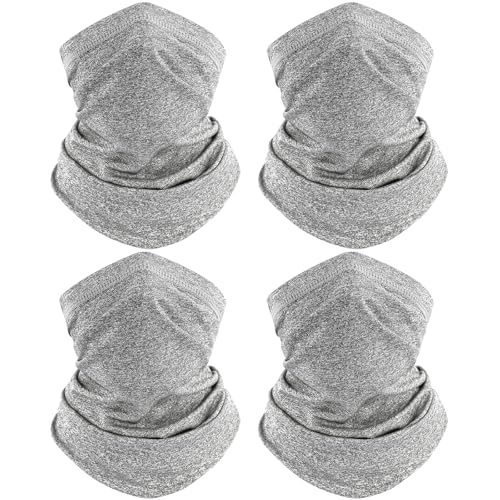 TICONN Neck Gaiter Face Cover Scarf, Neck Warmer Breathable Sun & Wind-proof for Skiing Fishing Hiking Cycling - color: Heather Gray-4pk, style: Quick Dry