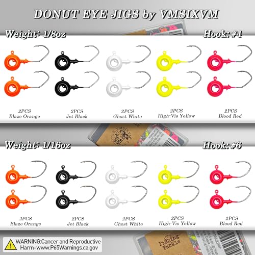 20 Pcs Crappie Jigs Kit, Scent Holder Crappie Jig Heads for Bass Panfish Walleye Fishing, 1/8oz, 1/16oz - color: 1/8oz, 1/16oz - 20 Pcs