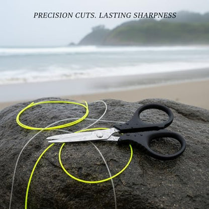 Stainless Steel Fishing Line Scissors - Precision Cutters for Braided, Fluorocarbon & Nylon Lines - Compact Corrosion-Resistant Tackle Tool for Anglers (Silver)