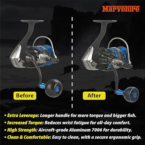 Power Handle for Daiwa 16 Saltist 2500-5000, 22Saltist MQ 2500-14000 Spinning Reel Replacement Handle - size: For 22 Saltist MQ 5000-6000 (Elite Version)