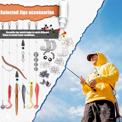 EXAURAFELIS Fishing Lures,Tackle Box with Tackle Included, Crankbaits, Spoon, Shrimp Worm Bait, Hooks,Weights & Other Accessories, Fishing Lures kit Lure Set for Bass Trout Salmon - color: 147pcs