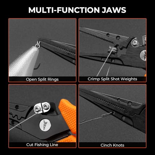 KastKing Cutthroat 7 inch Fishing Split Ring Pliers, 420 Stainless Steel Fishing Tools, Saltwater Resistant Fishing Gear, Tungsten Carbide Cutters - color: Orange