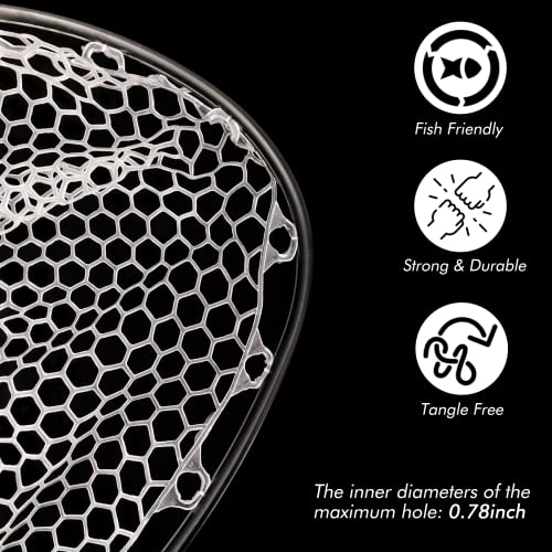 Riverruns Fly Fishing Landing Net Carbon Fiber Trout Net with Measurement Handle, Soft Rubber Mesh - 26" Standard (Wading) / 37" Long (Kayak) - color: 26" Wading Net (Standard) - Black Carbon
