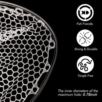 Riverruns Fly Fishing Landing Net Carbon Fiber Trout Net with Measurement Handle, Soft Rubber Mesh - 26" Standard (Wading) / 37" Long (Kayak) - color: 37" Kayak Net (Long) - Black Carbon
