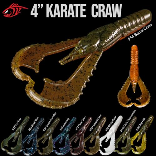 Lunker City Fishing 3" or 4" Karate Craw 3 Pack Bundle Soft Plastic Crawfish Bass Lure Open Claws Bait, 21 Pcs, Made in The USA - color: Junebug, size: 4 Inch