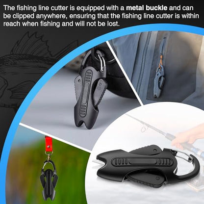 Enhon 2pcs Retractable Fishing Line Cutter with Ceramic Blades, Mini Fishing Scissors for Braid/Mono/fluorocarbon, Portable Angler Snips with Buckle, Gear Gift for Anglers
