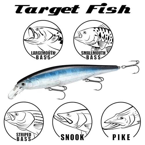 LUCKY CRAFT Pointer 128SP, Freshwater Lake Bass Fishing Lure, Jerkbait, Suspending, Fishing Gear, Fishing Accessories, Fishing Tackle - color: 052 Aurora Black