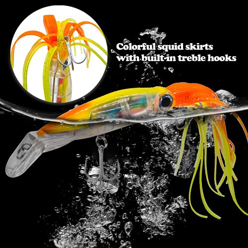 Squid Fishing Lures Set, Fishing Squid Lures Soft Luminous, Large Simulation Artificial Lures Baits Lifelike Plastic Fishing Soft Lure for Saltwater and Freshwater - color: A-Squid lure 6pcs
