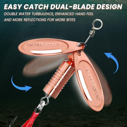 TRUSCEND Vibespinner Easy Catch Fishing Lures with BKK Hooks, Tail Spinner Baits with 4 Actions, Vibrating Swimming Flashing & Jigging for More Bites, Spoon Lures for Bass Trout Crappie Walleye Pike - color: B2-7/16oz-2"