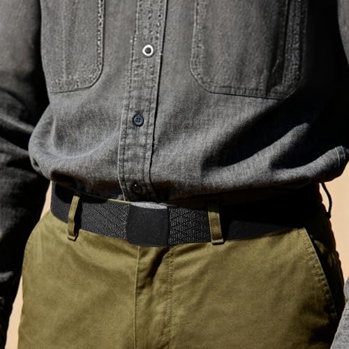 Mile High Life | Nylon Web Belt | Outdoor Military Belt | TSA Safe Buckle Plastic/Metal - color: Black 530 Cross
