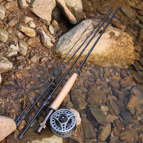 Sougayilang 5/6 Weight 9ft Fly Rod, 4-Piece Graphite Rod, Die Cast Aluminum Reel, Carrying Case, Fly Box & Fishing Flies Combo Starter Kit - color: Fly Fishing Combo #5-Silver