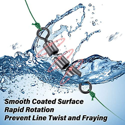 Dr.Fish High Speed 3 Roller Swivels, Bead Chain Barrel Swivels Fishing Tackle Trolling Rolling Leader Lure Connector Salmon Walleye Freshwater - size: #3-84LB
