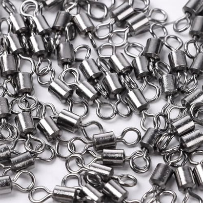 50Pcs Fishing Line Connector, High Strength Fishing Barrel Swivels Set Stainless Steel Ball Bearing Swivel Rolling Bearing Snap Connector for Saltwater Freshwater Fishing Tackle Accessories