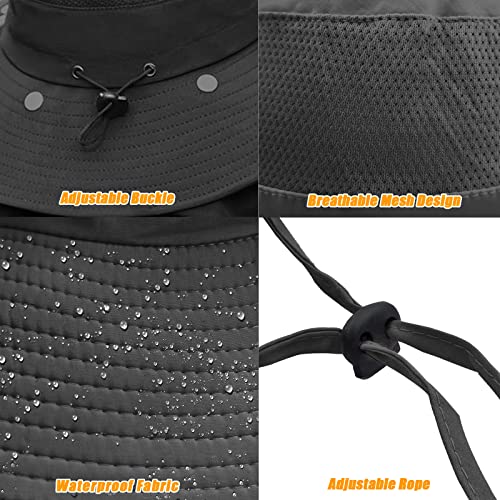 Fishing Hat for Men & Women, Outdoor UV Sun Protection Wide Brim Hat with Face Cover & Neck Flap - color: Black