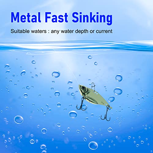 5PCS/10PCS Fishing Lures, Metal VIB Hard Blade Baits, Spinner Spoon Metal Fishing Spoon Crankbaits Swimbaits for Trout Walleye Crappie - color: A-10PCS