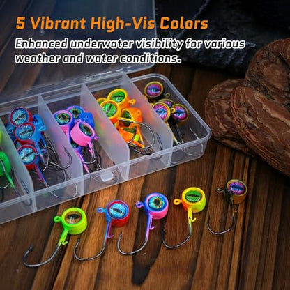FishTrip Crappie Jig Heads, 25/40packs Fishing Jig Heads Hooks with 3D Eyes Swimbait Jig Head for Crappie Bass Fishing 1/32oz, 1/16oz, 1/8oz, 3/16oz, 1/4oz - size: 1/16oz_40pcs