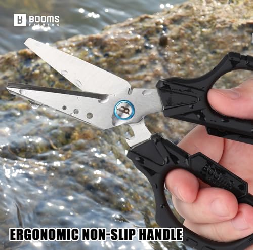 Booms Fishing Braided Line Cutter: 6.3in Multifunction Fishing Scissors - Fishing Shears with Serrated Blades and Side Wire Cutter, S04 - style: Scissors Only