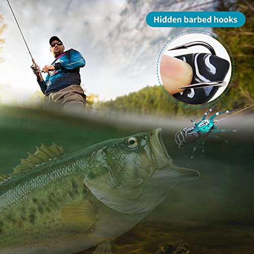 Soft Spider Bait, Bass Fishing Lure, Lifelike Skin Pattern, Bionic Weedless Strong Plastic Body, Barbed Hooks, for Bass Snakehead Pike Trout, 2.8in/ 0.23oz, 5 pcs